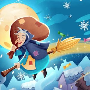 La Storia Vera Della Befana – storia kamishibai bilingue - children book illustration