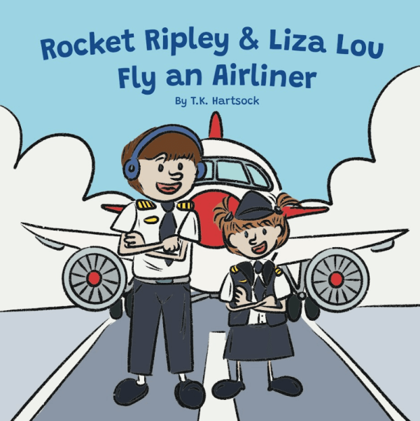 Rocket Ripley and Liza Lou Fly an Airliner cover - childrens book illustration